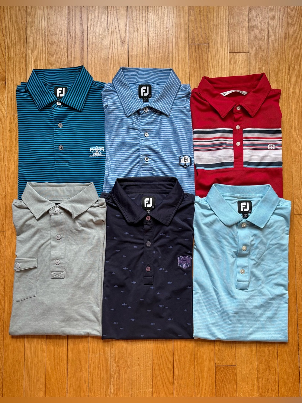 Lot 6 FootJoy Travis Mathew Men’s Short Sleeve Polo Shirts Large Multicolor